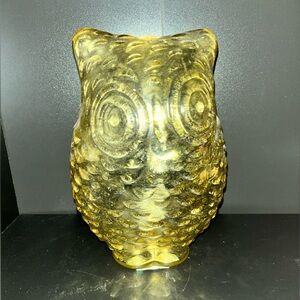 Amber Owl Glass Candle Holder Large